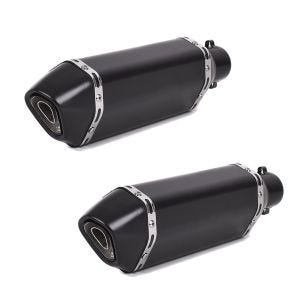 2x Motorrad Auspuff Schalldämpfer Force Edelstahl schwarz Spar-Set_1