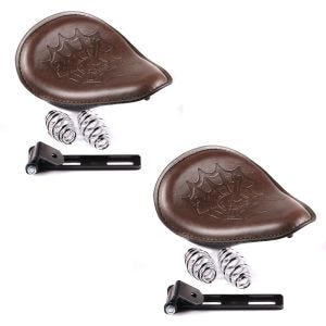 2x Motorrad Bobber Schwingsattel Craftride Skull mit Federn für Custombikes in braun Spar-Set_1