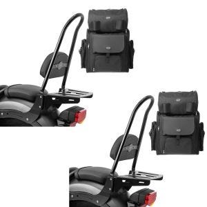 2x Sissybar CSXL + Hecktasche für Honda Rebel 500 17-21 mit Gepäckträger Craftride Spar-Set_1