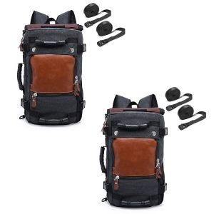 2x motorsykkelryggsekk canvas Craftride VG6 haleveske inkl. spennstropper 28L sort sparesett
