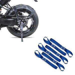 Set: Spanngurt Hinterrad Fixiergurt für Transportsicherung schwarz + Zurrschlaufen für Spanngurte, 6er Mega Pack Blau_1