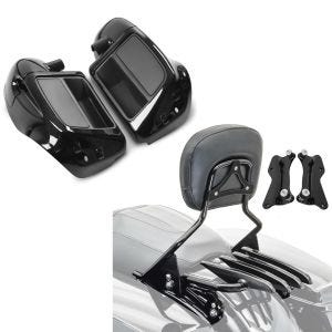 Set: Sissybar + Gepäckträger XB für Harley Street Glide Special 15-19 + Beinschild für Harley Street Glide Special 15-21 belüftet schwarz_1