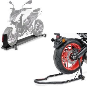 Set: Rangierschiene mit Wippe Smart Mover bis 450 kg in grau + Hinterrad Montageständer Classic Universal schwarz_1
