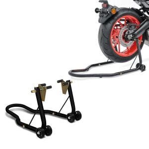 Set: Montageständer Vorderrad Classic-V Motorradständer mit V-Aufnahmen + Hinterrad Montageständer Classic Universal schwarz_1