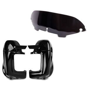 Set: Beinschild für Harley Touring Modeelle 1983-2013 belüftet schwarz + Windschild 4,5" für Harley- Electra-Street Glide 96-13 schwarz_1
