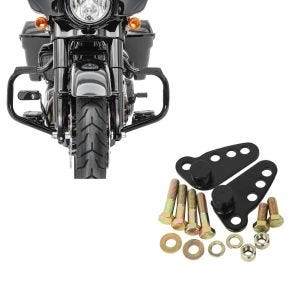 Set: Sturzbügel für Harley Touring 09-21 Mustache schwarz + Tieferlegungskit 1-3" für Harley Touring 02-17 Tieferlegung_1