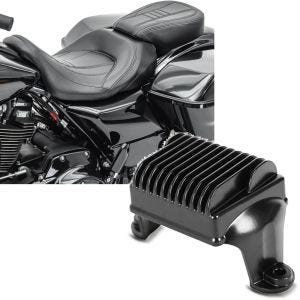 Sett: sete egnet for Harley Davidson Touring 09-23 komfortsete Craftride CV svart + spenningsregulator egnet for Harley Davidson Street Glide 09-15 likeretter ladekontroller Craftride