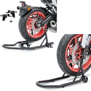 Set: Rangierhilfe Montageständer Hinterrad Mover 2 universal schwarz + Montageständer Vorderrad Fork Motorradständer mit Dornaufnahme schwarz_1