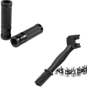 Set: Lenkergriffe 5X - 22mm schwarz + Reinigungsbürste Motorradkette blau_1