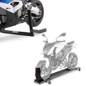 Set: Rangierschiene mit Wippe Smart Mover bis 450 kg in grau + Zentralheber Center Pro Motorradständer in schwarz matt_1