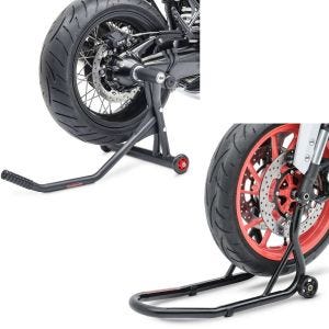 Set: Einarmständer BMW R NineT 14-20 Montageständer Single-Racing matt + Montageständer Vorderrad Fork Motorradständer mit Dornaufnahme schwarz_1