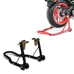 Set: Montageständer Vorderrad Classic-V Motorradständer mit V-Aufnahmen + Montageständer Basis Hinterrad rot_1