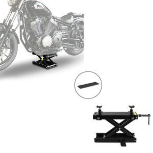 Sett: Midlift M motorsykkelløfter egnet for chopper / custom sykkel opp til kg + Mini-Lift sakseløft inkl. gummimatte opp til kg i sort CB38877