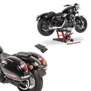 Sett: Sideveskesett Alabama 33Ltr inkludert holdesett hardt etui + løfteplattform Midlift L motorsykkeljekk egnet for chopper / tilpasset sykkel opp til 680 k CB39740