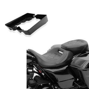 Sett: Motorsykkelsete Craftride RH3 egnet for Harley Davidson Touring 09-23 Komfortsete i sort + sidekasseforlengelse egnet for Harley Davidson Touring-modeller 94-13 Craftride svart