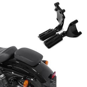 Sett: Passasjer fotstøttesett med holder som passer for Harley Sportster 883 Iron 14-20 BL1 Craftride + Passasjer sugekopp setepute for tilpassede sykler Craftride Glider svart
