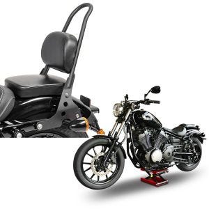 Set: Sissybar Harley Sportster 04-20 Fast Rider-M schwarz + Hebebühne Mid-Lift M Motorradheber für Harley und Chopper bis 500 kg_1