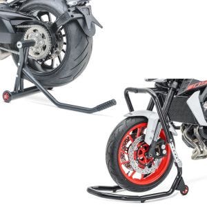 Sett: rattstativ monteringsstativ egnet for KTM 1290 Super Duke GT 16-24 V5 svart + enkeltarmsstativ egnet for KTM 1290 Super Duke GT 16-24 monteringsstativ enkelt