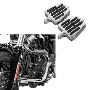 Sett: Crash bar egnet for Harley Davidson Sportster 2004-2020 Craftride Moustache krom + driver-pillion løpebrett egnet for Harley Davidson Craftride MT1 krom