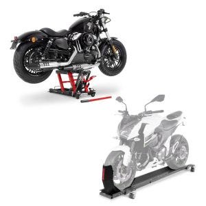 Set: Rangierschiene mit Wippe Smart Mover bis 450 kg in grau + Hebebühne Mid-Lift L Motorradheber für Harley und Chopper bis 680 k_1