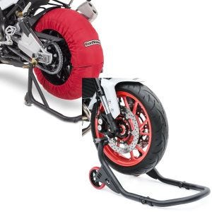 Sett: Dekkvarmersett egnet for Ducati 1299 /1199 /959 / 899 Panigale / S 60-80°C + forhjulsreparasjonsstativ Falcone-2 motorsykkelstativ med L-feste