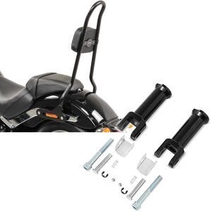 Set: Sissybar für Harley Softail Low Rider / S 18-21 SRL schwarz + Sozius Fussrasten-Halter für Harley Softail Low Rider S 20-21 schwarz_1