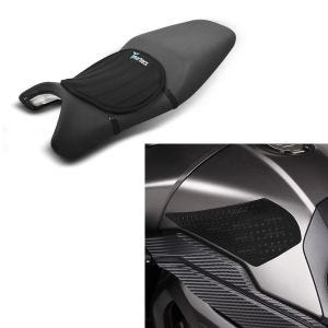 Set: Gel Sitzkissen Neopren M Gelkissen Sitzauflage in schwarz + Seiten-Tankpad Grip Pad L schwarz Kniepad_1