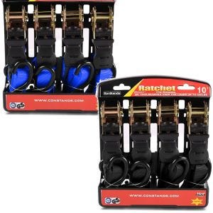 Set: Spanngurt Set mit Ratsche und Haken inkl 4x Zurrschlaufe in blau + Spanngurt Set mit Ratsche und Haken inkl 4x Zurrschlaufe in schwarz_1