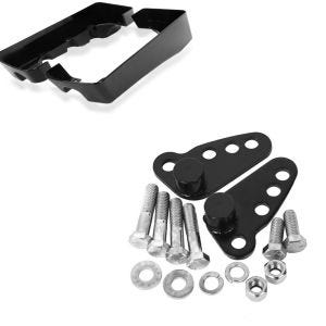 Set: Seitenkoffer-Verlängerung für Harley Touring Modelle 94-13 schwarz + Tieferlegungskit 1-3" für Harley Touring 02-17 Tieferlegung_1