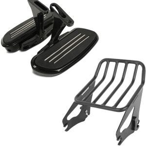 Sett: Pillion løpebrett egnet for Harley Davidson Touring 93-24 Craftride CF2 med holder svart + Bagasjehylle W1 Avtakbar egnet for Harley Davidson Touring-modeller 09-24 svart Craftride