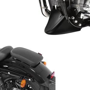 Set: Bugspoiler Harley Sportster 04-20 in schwarz + Sozius Saugnapf Sitzpad für Custom Bikes Glider X schwarz_1