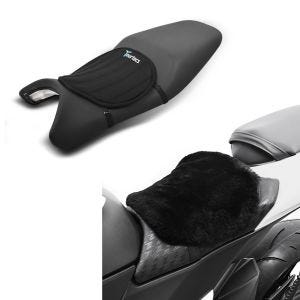 Sett: Gel setepute neopren M gel pute setetrekk i svart + lammeskinn setepute CA710 22 x 29cm