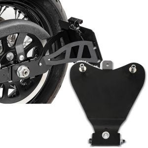 Set: Seitlicher Kennzeichenhalter für Honda Shadow VT 600 C 88-00 schwarz + Grundplatte für Bobber-Solositze ohne Barrel-Federn_1