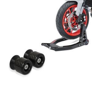 Sett: Paddock stativ forhjul Superlight-V karbon motorsykkelstativ V + svingarmbeskytter racing adapter spoler egnet for paddock stativ M6-8 karbon