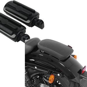 Sett: Motorsykkelfotstøtter Craftride FP1 sjåfør og stolpe egnet for Harley Davidson i svart + Motorsykkel pillion setepute sugekopp Craftride Glider X for tilpassede sykler i svart