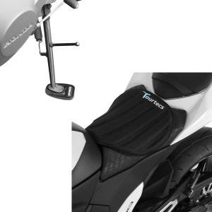 Sett: Gel setepute neopren L gel pute setetrekk i svart + sidestativ base stativ base sort
