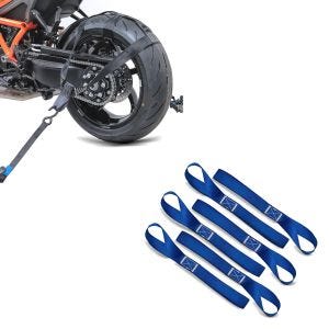 Set: Hinterrad Zurrgurt mit 4x Ratschen-Spanngurten Set Abspanngurt + Zurrschlaufen für Spanngurte, 6er Mega Pack Blau_1