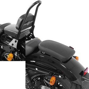 Set: Sissy Bar Abnehmbar CSM für Harley- Sportster 04-20 schwarz + Sozius Saugnapf Sitzpad für Custom Bikes Glider X schwarz_1
