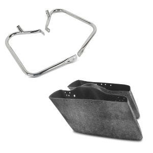 Set: Satteltaschen Schutzbügel für Harley Davidson Touring 97-08 + Innenverkleidung für Seitenkoffer für Harley Touring 94-13_1