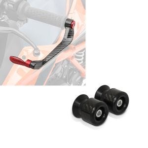 Sett: spakbeskytter Lever Guard bremsespak clutchspakbeskytter X6 rød + svingarmbeskytter racingadapter spoler egnet for reparasjonsstativ M6-8 karbon