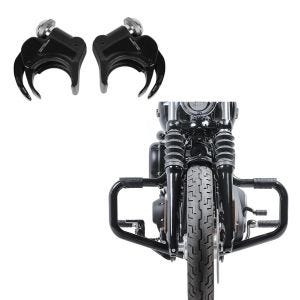 Set: Sturzbügel Mustache II für Harley Softail Street Bob 18-20 schwarz + Windschild Klammern 49mm für Harley- Softail Street Bob 18-20_1
