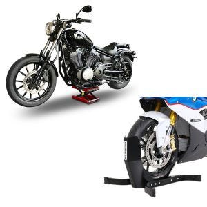 Set: Hebebühne Mid-Lift M Motorradheber für Harley und Chopper bis 500 kg + Motorradwippe Easy-Plus Motorradständer bis 21 Zoll schwarz-matt_1