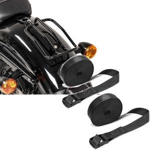Set: Gepäckträger für Harley Sportster 04-20 Solo Rack schwarz + Spanngurt Set Zurrgurte 200cm 2 Stück in schwarz_1