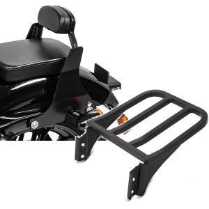 Sett: Sissy bar short egnet for Harley Davidson Sportster 04-20 Craftride Fast Driver-XS svart + Bagasjehylle egnet for Harley Davidson Sportster, Dyna, Softail svart Craftride