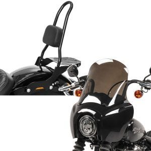 Set: Sissybar Harley Softail Street Bob 18-20 Fast Rider-L Gepäckträger + Lampenmaske MG5 für Harley Softail Street Bob 18-20 Lampen Verkleidung_1