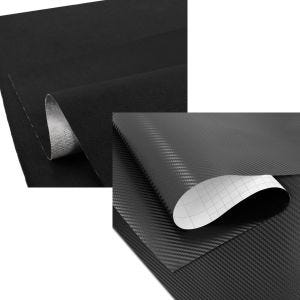 Set: Sitzbank Leder antirutsch in schwarz + Wrapping Klebefolie Carbonfolie 75x100cm Carbon-Look 3D in schwarz_1