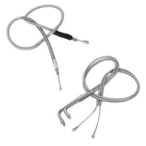 Set: Kupplungszug 150cm für Harley- Sportster 86-09 Edelstahl/Nylon + Gaszug 90cm für Harley- Sportster 2002-2014 Edelstahl Ummantelung_1