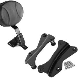 Sett: Rund førerryggstøtte egnet for Harley Davidson Touring-modeller 97-24 Craftride + motorsykkel 4-punkts monteringssett egnet for Harley Davidson Touring 14-24 monteringssett Craftride i svart
