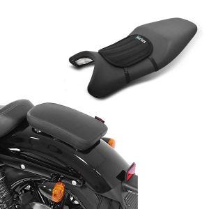 Sett: Pillion setepute sugekopp Glider X egnet for tilpassede sykler i svart + gel setepute neopren S gel pute setetrekk i svart