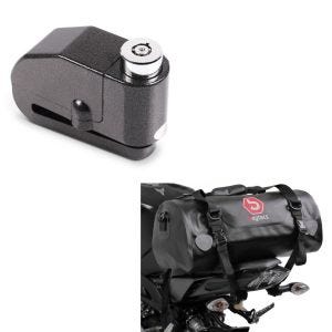 Set: Hecktasche Drybag XF30 Wasserdicht Volumen 30l + Bremsscheibenschloss Alarm 120dB BS-Motoparts Diebstahlschutz schwarz_1